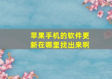 苹果手机的软件更新在哪里找出来啊