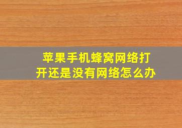 苹果手机蜂窝网络打开还是没有网络怎么办