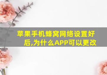 苹果手机蜂窝网络设置好后,为什么APP可以更改