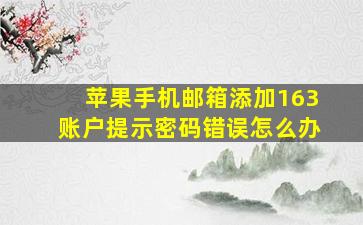 苹果手机邮箱添加163账户提示密码错误怎么办