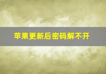 苹果更新后密码解不开