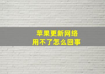 苹果更新网络用不了怎么回事