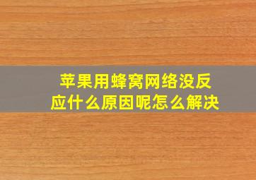 苹果用蜂窝网络没反应什么原因呢怎么解决