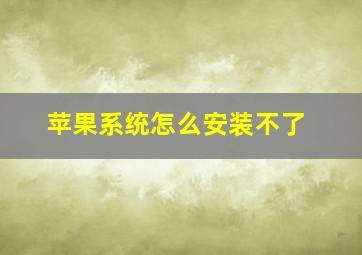 苹果系统怎么安装不了