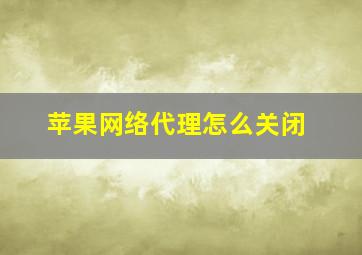 苹果网络代理怎么关闭