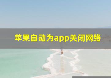 苹果自动为app关闭网络