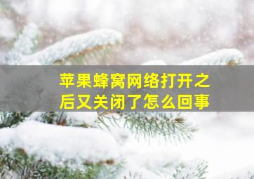 苹果蜂窝网络打开之后又关闭了怎么回事