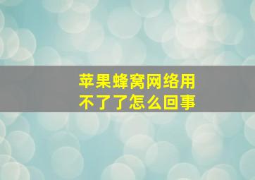 苹果蜂窝网络用不了了怎么回事