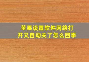 苹果设置软件网络打开又自动关了怎么回事