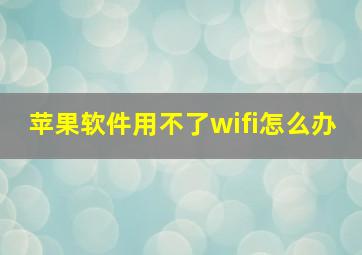 苹果软件用不了wifi怎么办