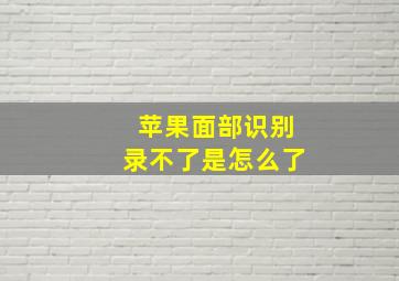 苹果面部识别录不了是怎么了