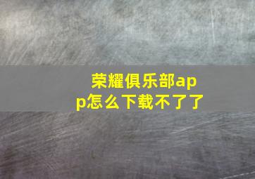 荣耀俱乐部app怎么下载不了了