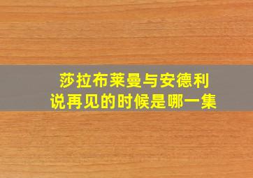 莎拉布莱曼与安德利说再见的时候是哪一集