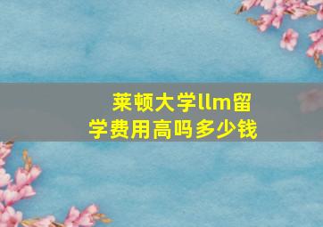 莱顿大学llm留学费用高吗多少钱