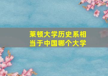 莱顿大学历史系相当于中国哪个大学