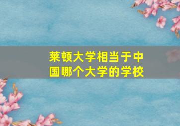 莱顿大学相当于中国哪个大学的学校