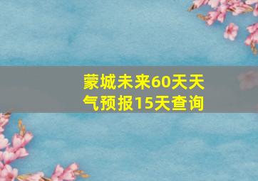 蒙城未来60天天气预报15天查询