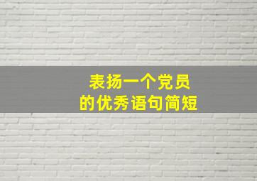 表扬一个党员的优秀语句简短