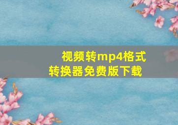 视频转mp4格式转换器免费版下载