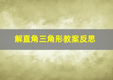 解直角三角形教案反思