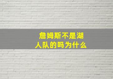 詹姆斯不是湖人队的吗为什么