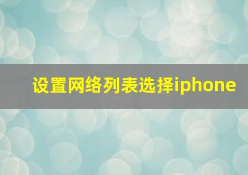 设置网络列表选择iphone