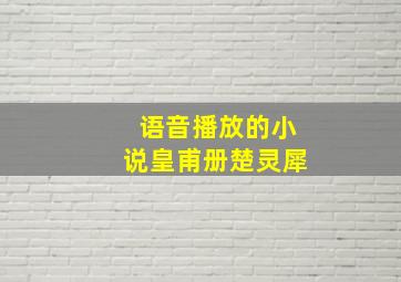 语音播放的小说皇甫册楚灵犀