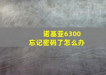 诺基亚6300忘记密码了怎么办