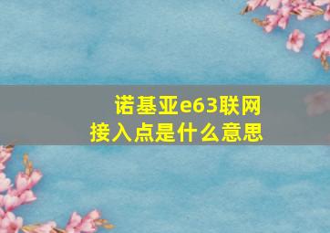 诺基亚e63联网接入点是什么意思