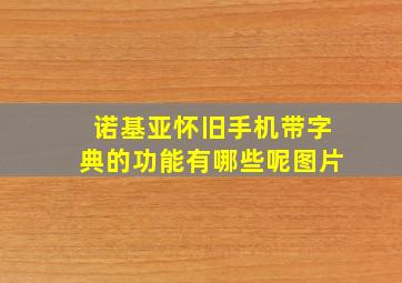 诺基亚怀旧手机带字典的功能有哪些呢图片