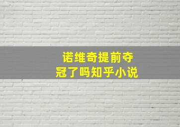 诺维奇提前夺冠了吗知乎小说