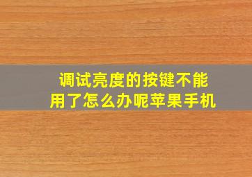 调试亮度的按键不能用了怎么办呢苹果手机