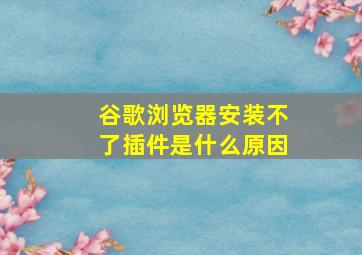 谷歌浏览器安装不了插件是什么原因