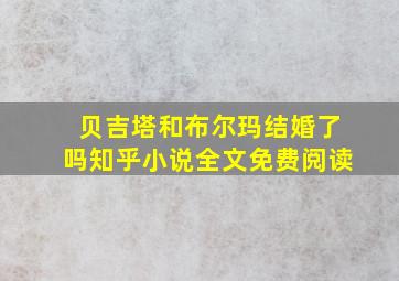 贝吉塔和布尔玛结婚了吗知乎小说全文免费阅读