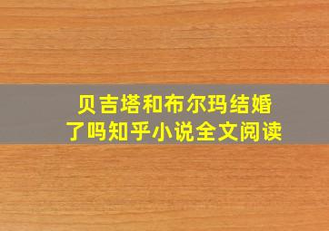 贝吉塔和布尔玛结婚了吗知乎小说全文阅读