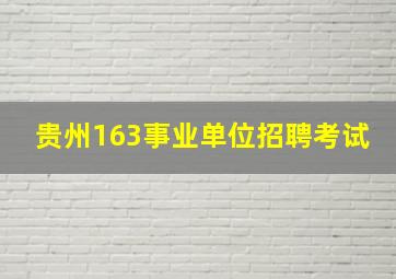 贵州163事业单位招聘考试