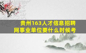 贵州163人才信息招聘网事业单位要什么时候考