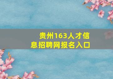 贵州163人才信息招聘网报名入口