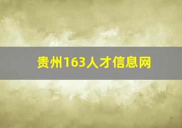 贵州163人才信息网