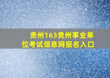 贵州163贵州事业单位考试信息网报名入口