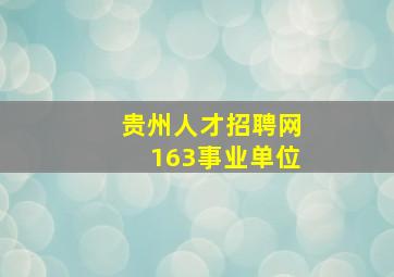 贵州人才招聘网163事业单位