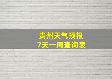 贵州天气预报7天一周查询表