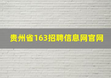 贵州省163招聘信息网官网