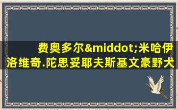 费奥多尔·米哈伊洛维奇.陀思妥耶夫斯基文豪野犬