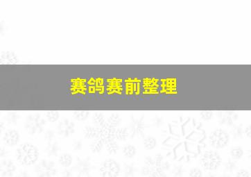 赛鸽赛前整理