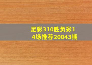 足彩310胜负彩14场推荐20043期