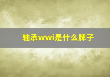 轴承wwi是什么牌子