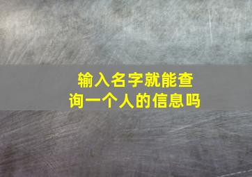 输入名字就能查询一个人的信息吗