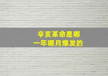 辛亥革命是哪一年哪月爆发的