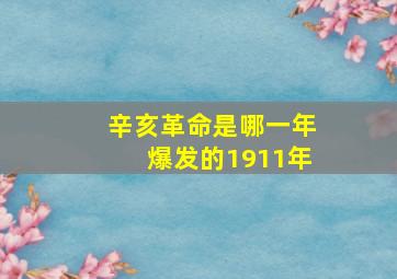 辛亥革命是哪一年爆发的1911年